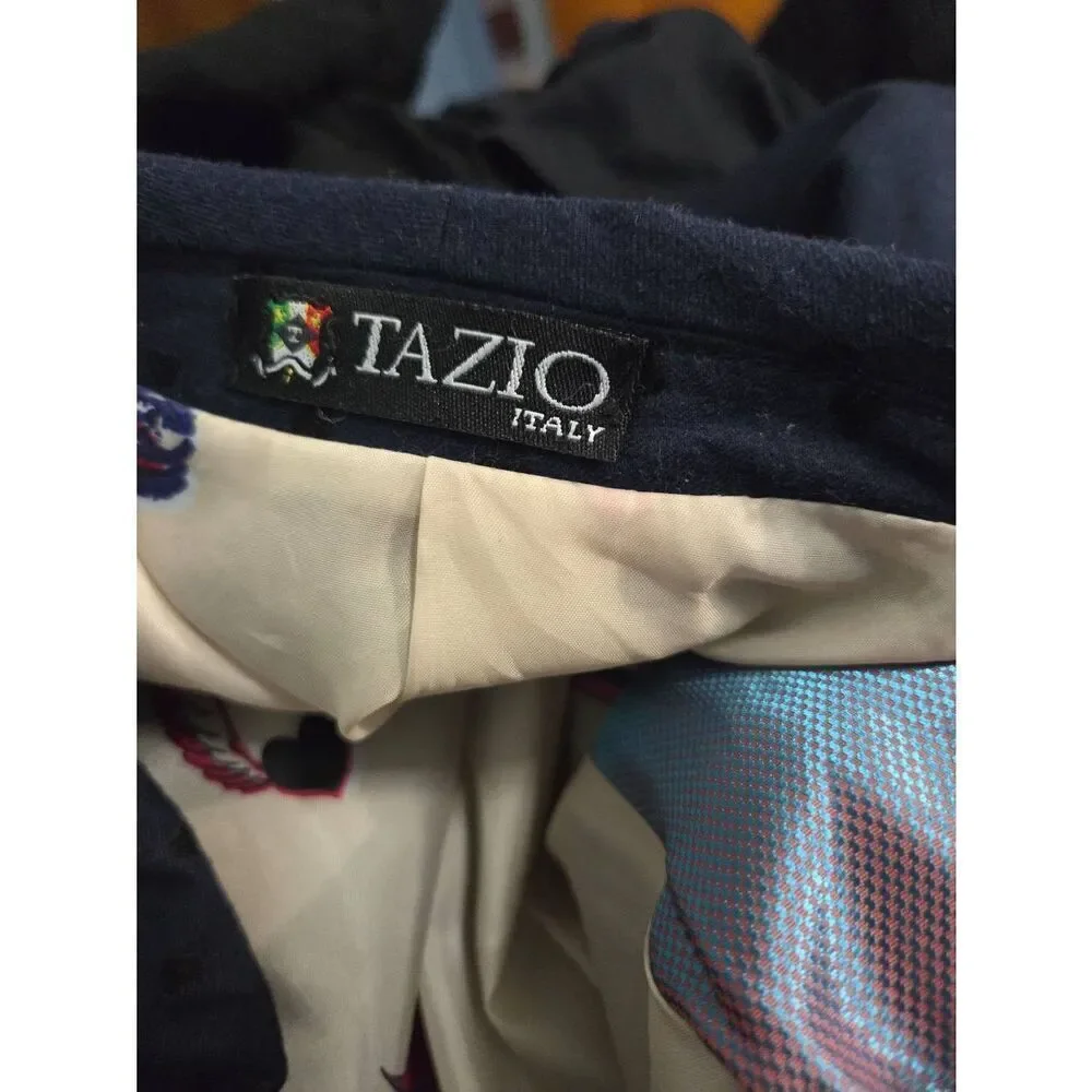 Tazio Italy Embellished Silk Lined Navy Sport Coat Suit Jacket Sz. 42R